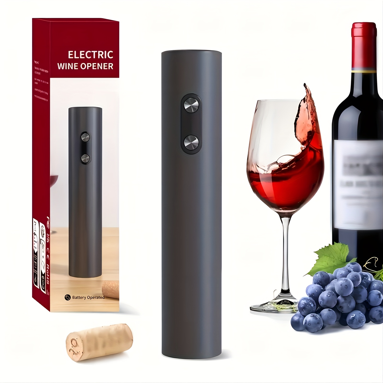 TEMU Electric Wine Opener - Single Or 5pcs Set With Vacuum Sealer & Pourer, Automatic Corkscrew Bar Tools Kit For Home, Party, Gifts