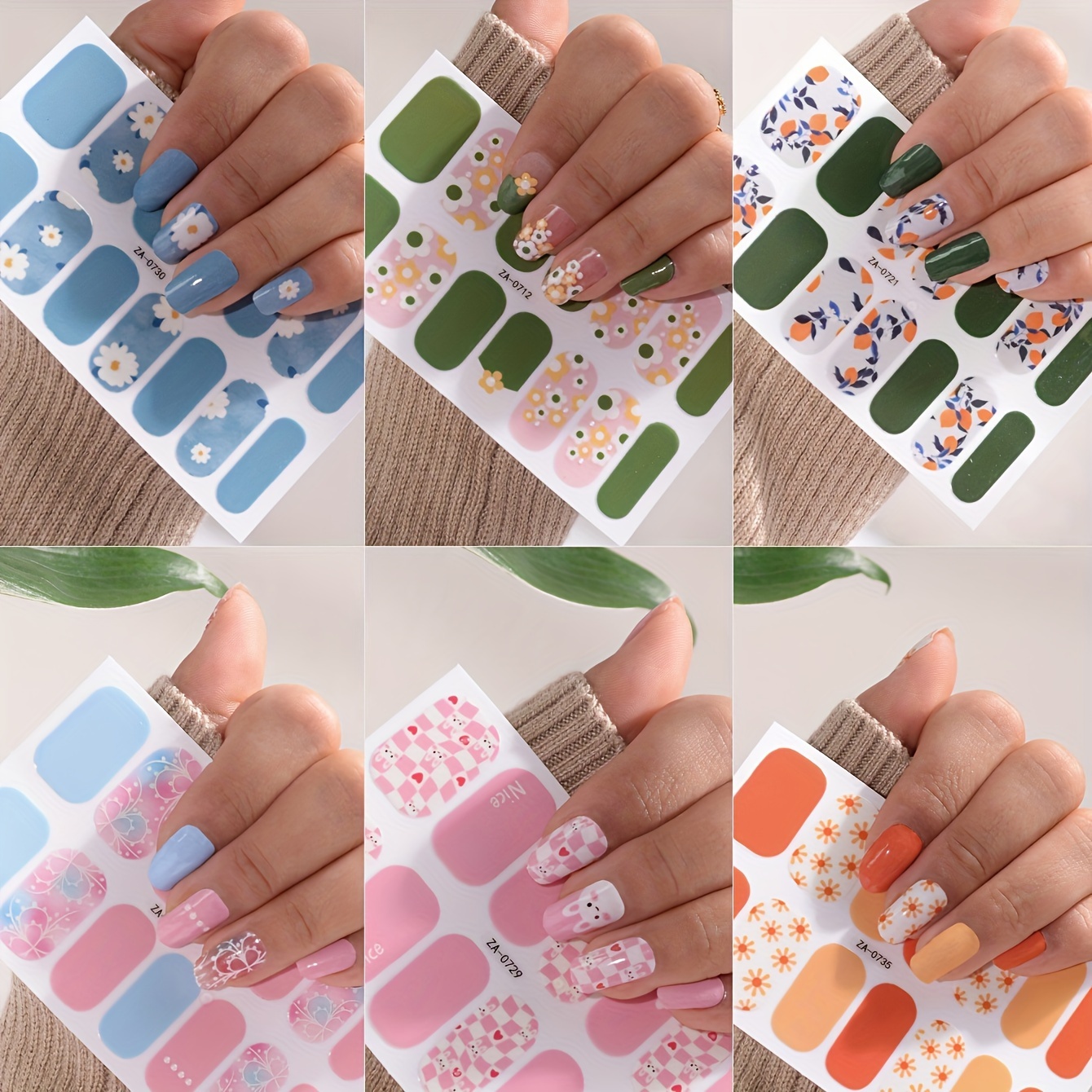 

6 Sheet Full Wrap Nail Polish Stickers With Daisy And Bunny Design, Easter Nail Strips Self-adhesive Gel Nail Strips,nail Art Decals For Home Women Girls Nail Decorations