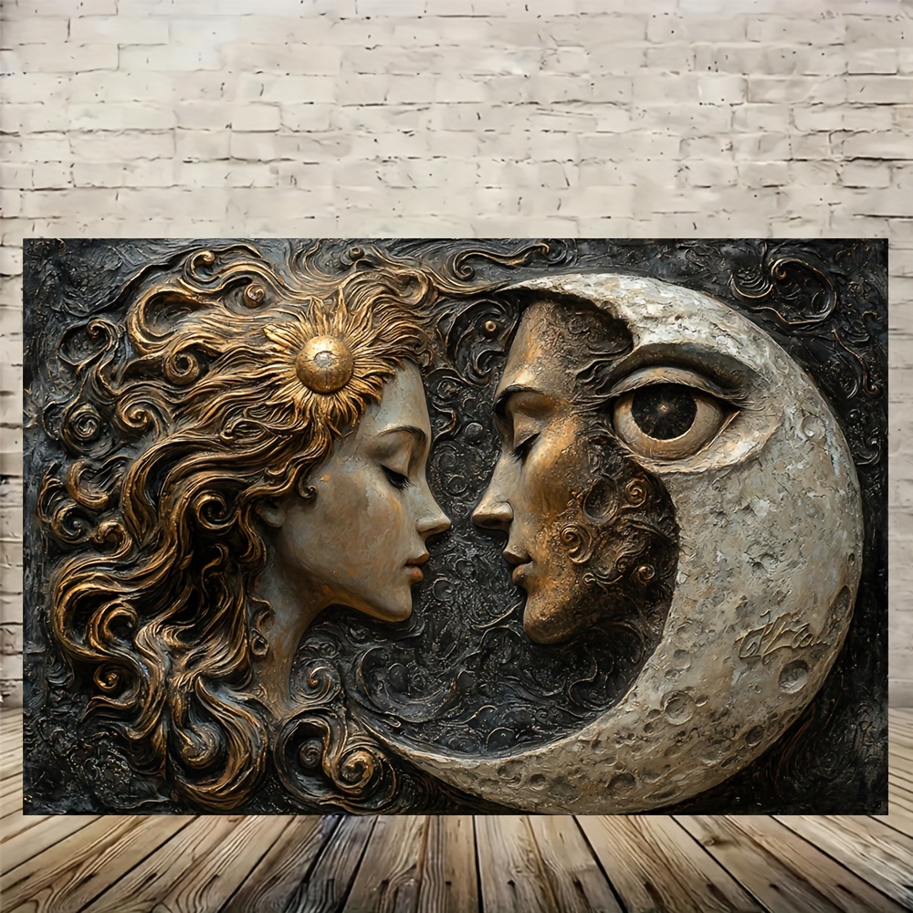 

Chasing The Moon Of Wooden Framed 3d Effcet Canvas Painting Wall Art Prints For Home Decoration, Living Room & Bedroom, Festival Party Decor, Gifts, Ready To Hang