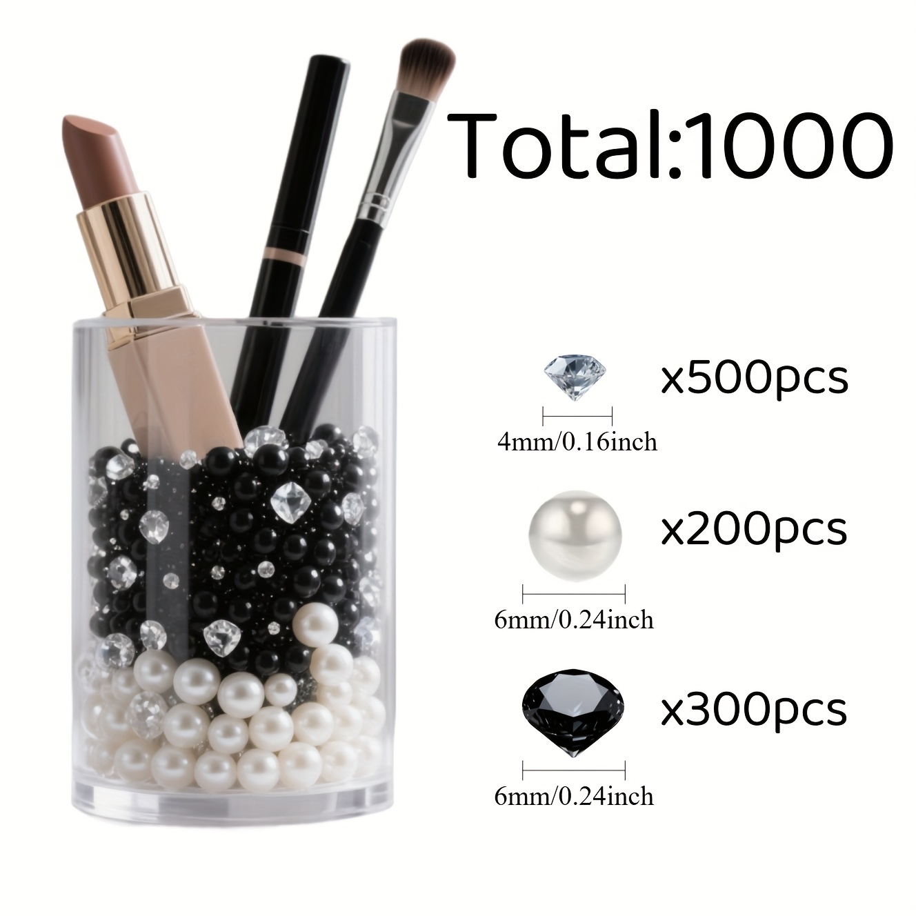 TEMU 1000pcs Noirs et Perles Blanches Garniture de Vase Facile à Poser pour Décoration Intérieure Fête de Mariage Décoration de Noël | Inclut