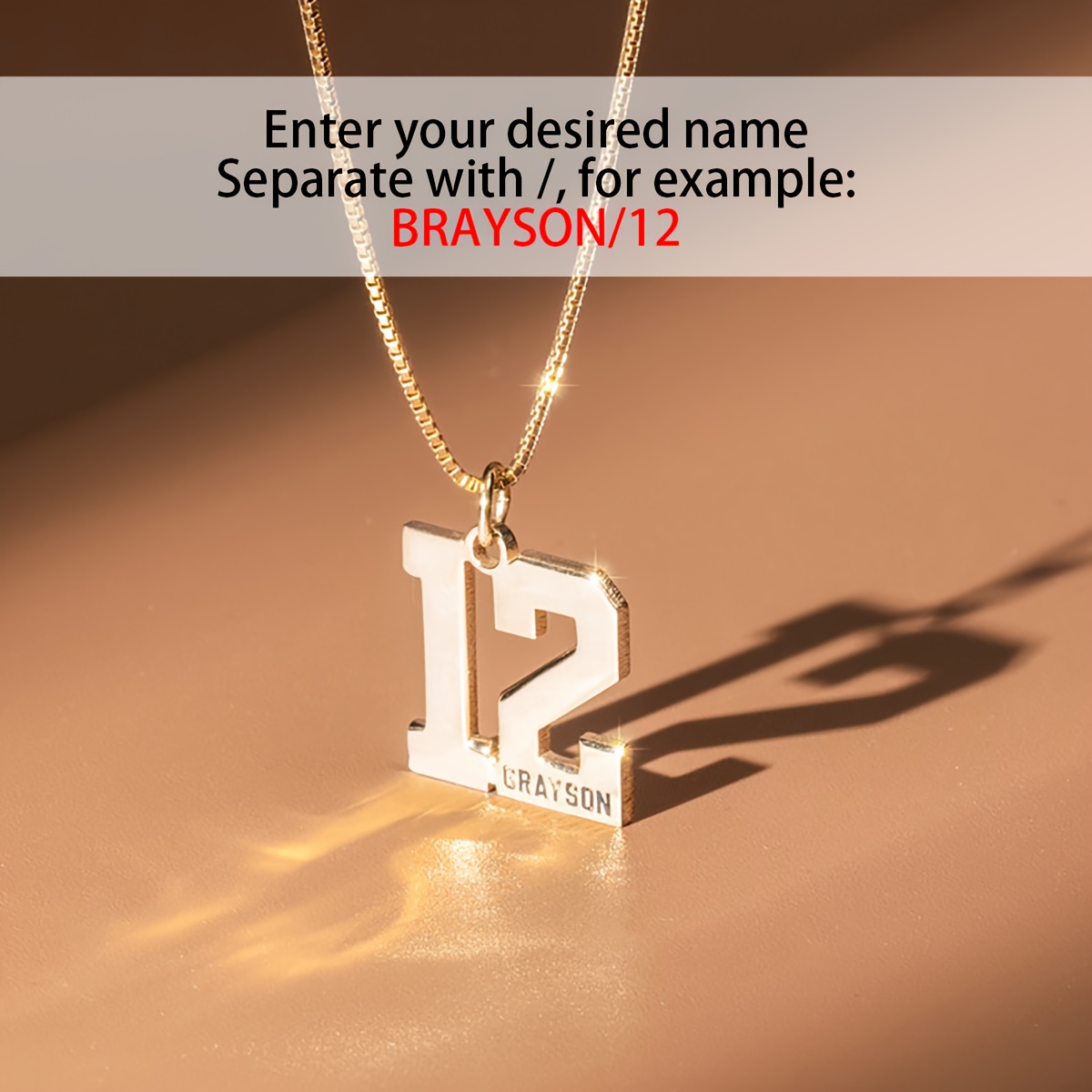 TEMU Personalized Name Necklace | 304l Stainless Steel | Custom Athlete Number Necklace | Jersey Number & Name Engraving | Commemorative Gift For