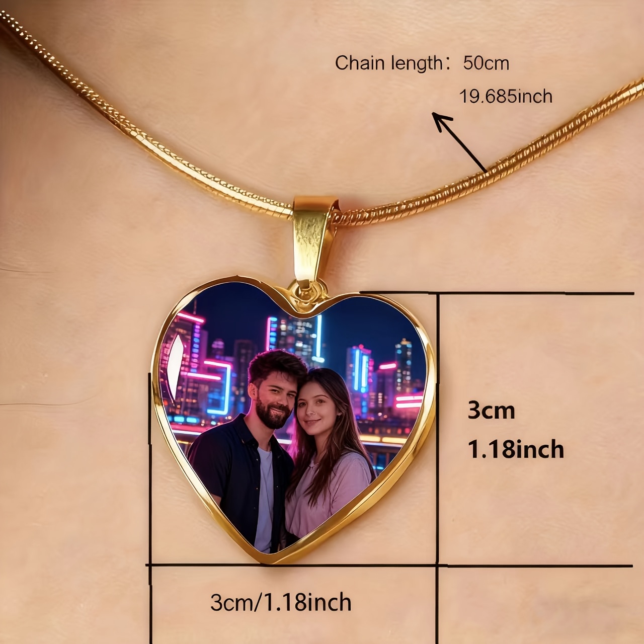 TEMU Customized Photo Necklaces, Photo Pendants, Necklaces For Wives, Personalized Heart-shaped Photo Necklaces, Custom Photo Jewelry, Engraved