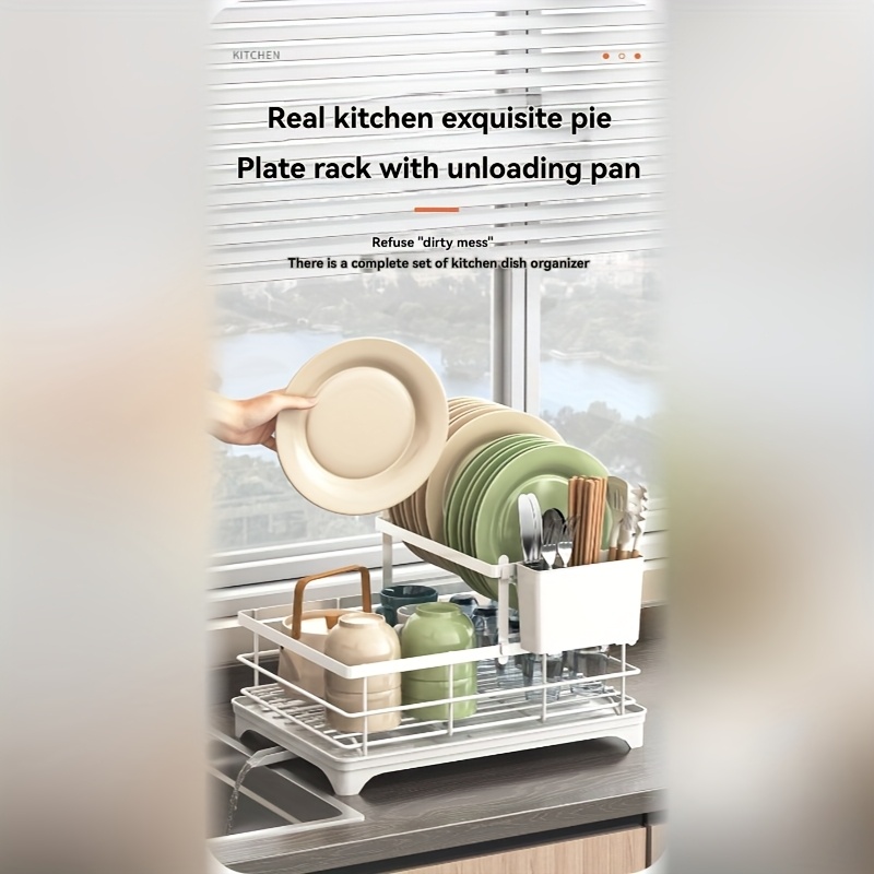 extra large stainless steel dish drying rack for kitchen countertop 2 tier utensil organizer with utensil holder spoon rest and plate storage   drying rack for kitchen counter utensil holder modern kitchenware durable kitchen item dish drying rack for kitchen counter Product details 3