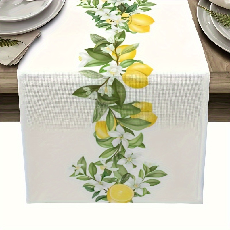 

1pc, Table Runner, Polyester Fresh Lemon Pattern Table Runner, Summer Theme Decorative Table Runner, Kitchen & Dining Room Decor, Party Decor