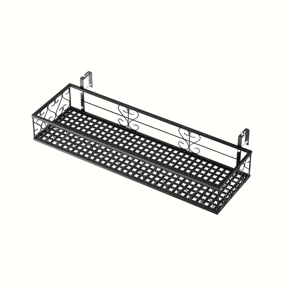 E-shop Metall Blumenständer Balkongeländer Blumenständer Balkon Blumenanbau Größe 80cm lang * 25cm breit * 12cm hoch Geländer Blumenständer [[Ohne