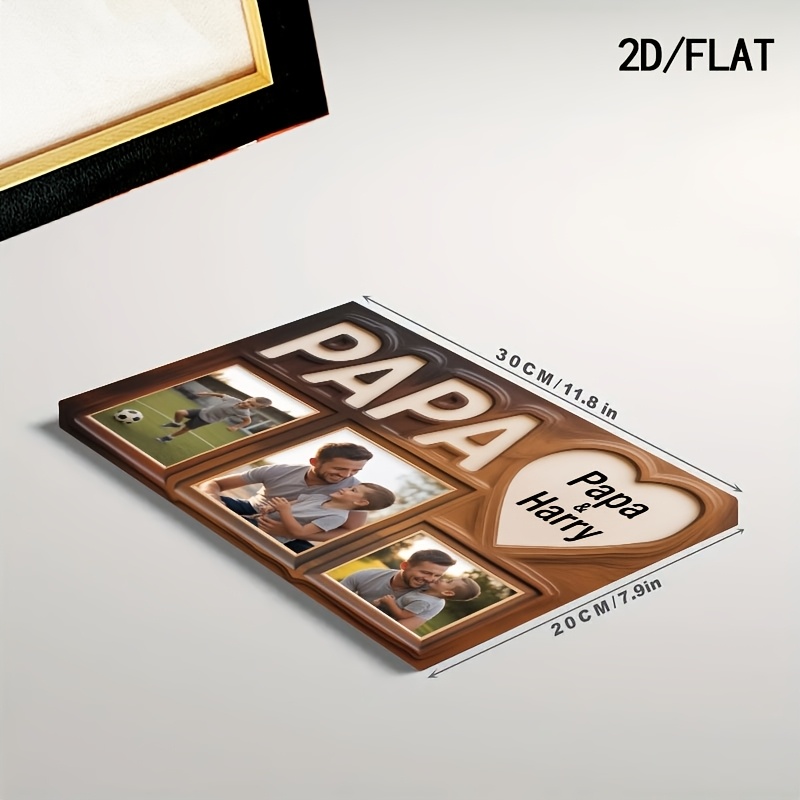 TEMU 2d Flat, 1pc 2d Custom - Printed Artwork, Father - Child Theme. Matches "papa" And "papa & Harry" With Father - Child Photos, Precious Father -