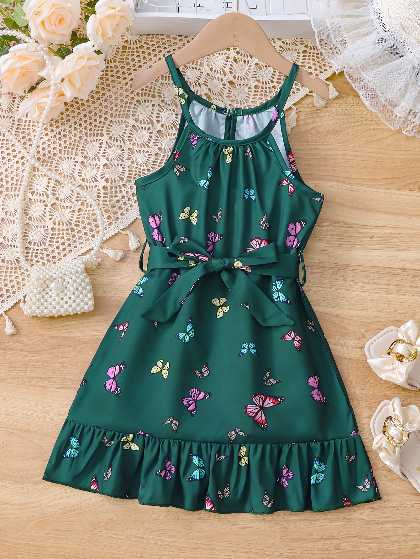 meisjes zomer bloemen nek mouwloze jurk met ruffle Temu Belgium