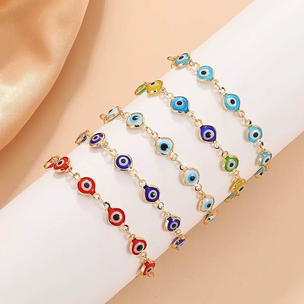 Set Of 5 Stylish Eye Bracelets For Women, Vintage Hand Accessory