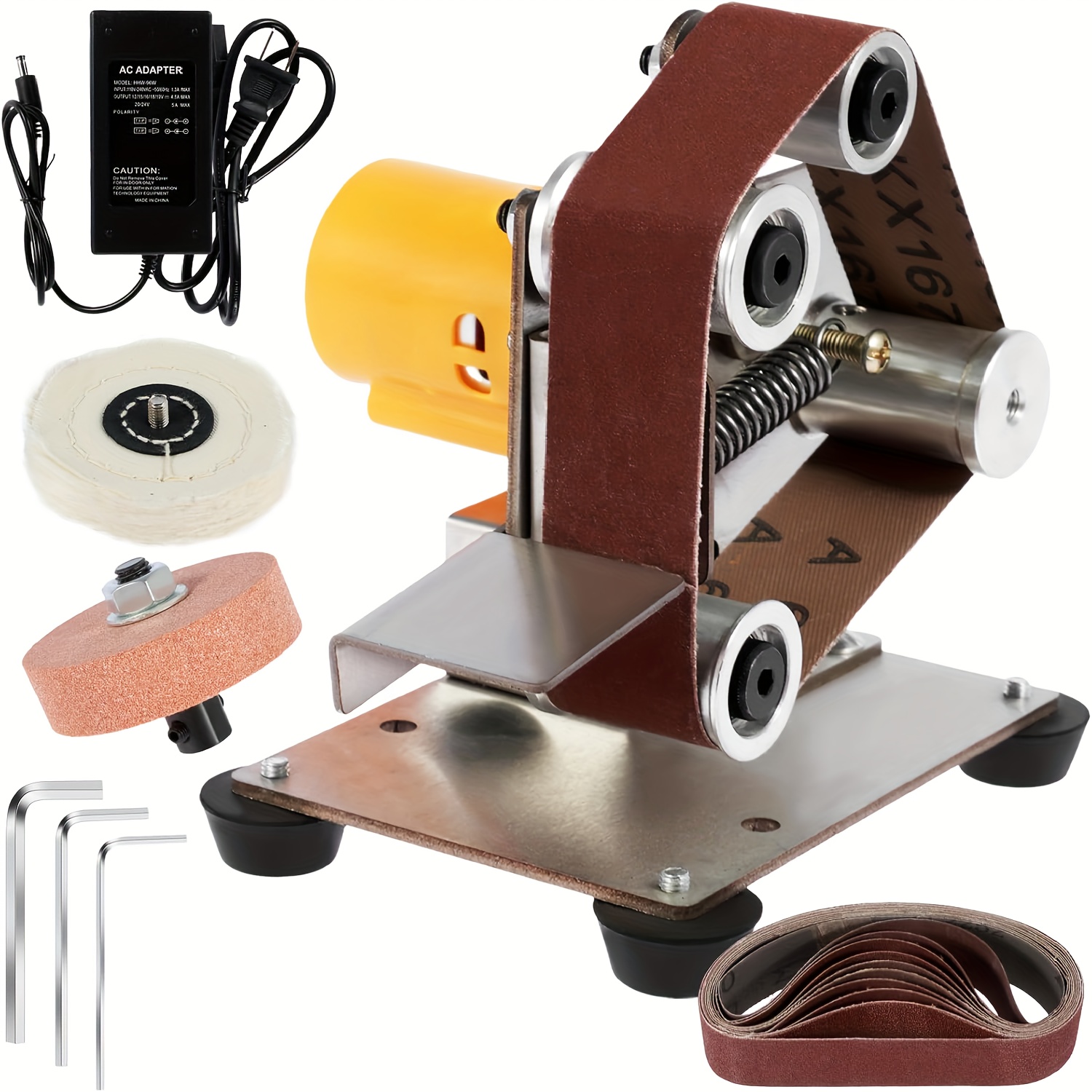 

Adjustable Mini Belt Sander - Electric Bench Grinder With Anti-slip Base, Ideal For Wood, Metal, Acrylic - Includes Sanding Belts And Accessories