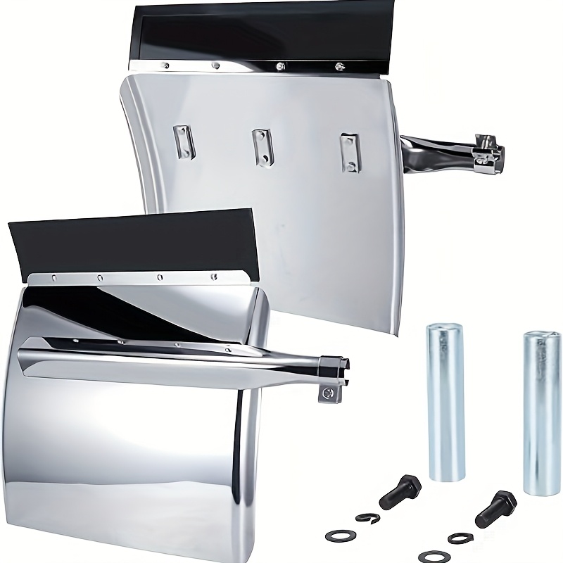 TEMU Quarter Fenders For Semi " X 24", Stainless Steel/polypropylene, Tube Bracket And Single Mounting Brackets Hardware Included, Right Left 2 Set In Pair (stainless Steel - Silver)
