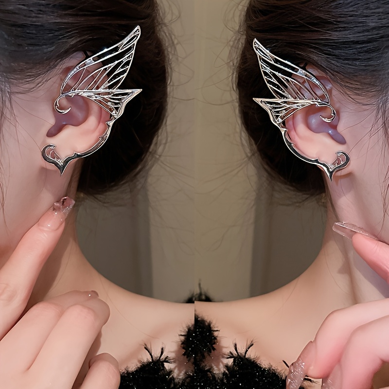 TEMU 2pcs Fairy Women's Clip-on Earrings, Fashionable Ear Accessories, Perfect New Year's Gift Or Valentine's Day Gift
