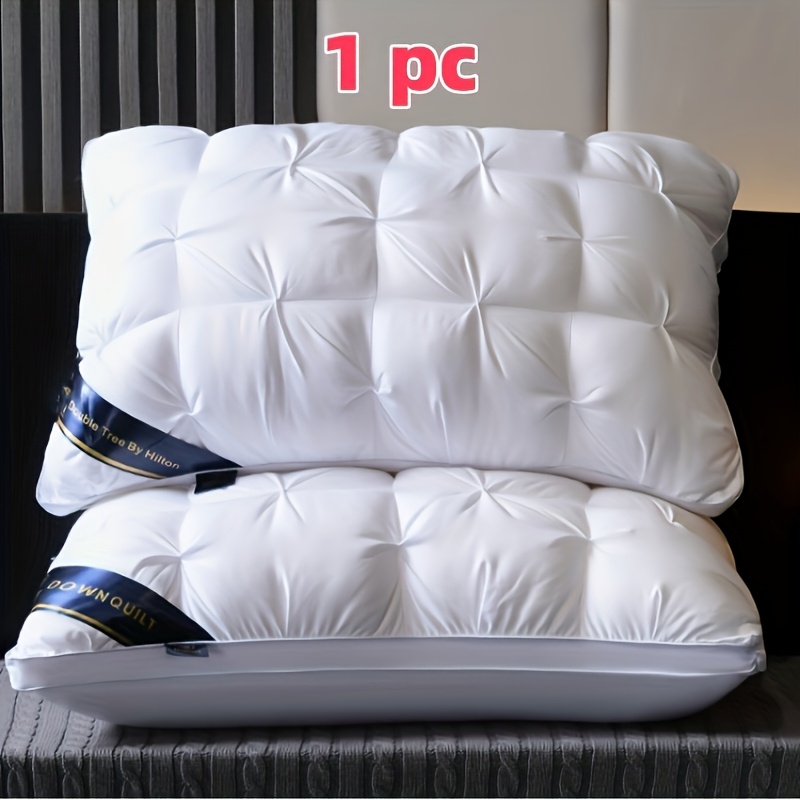 luxury 5   quality pillow 600g deep sleep neck support non collapse high core for   machine washable white satin cover details 0