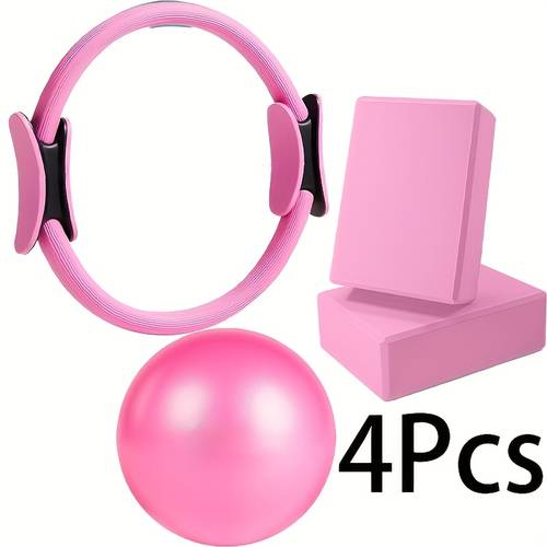 4pcs pilates and yoga set including yoga blocks fitness ball and ring home exercise equipment for beginners durable eva material pilates and yoga pilates equipment