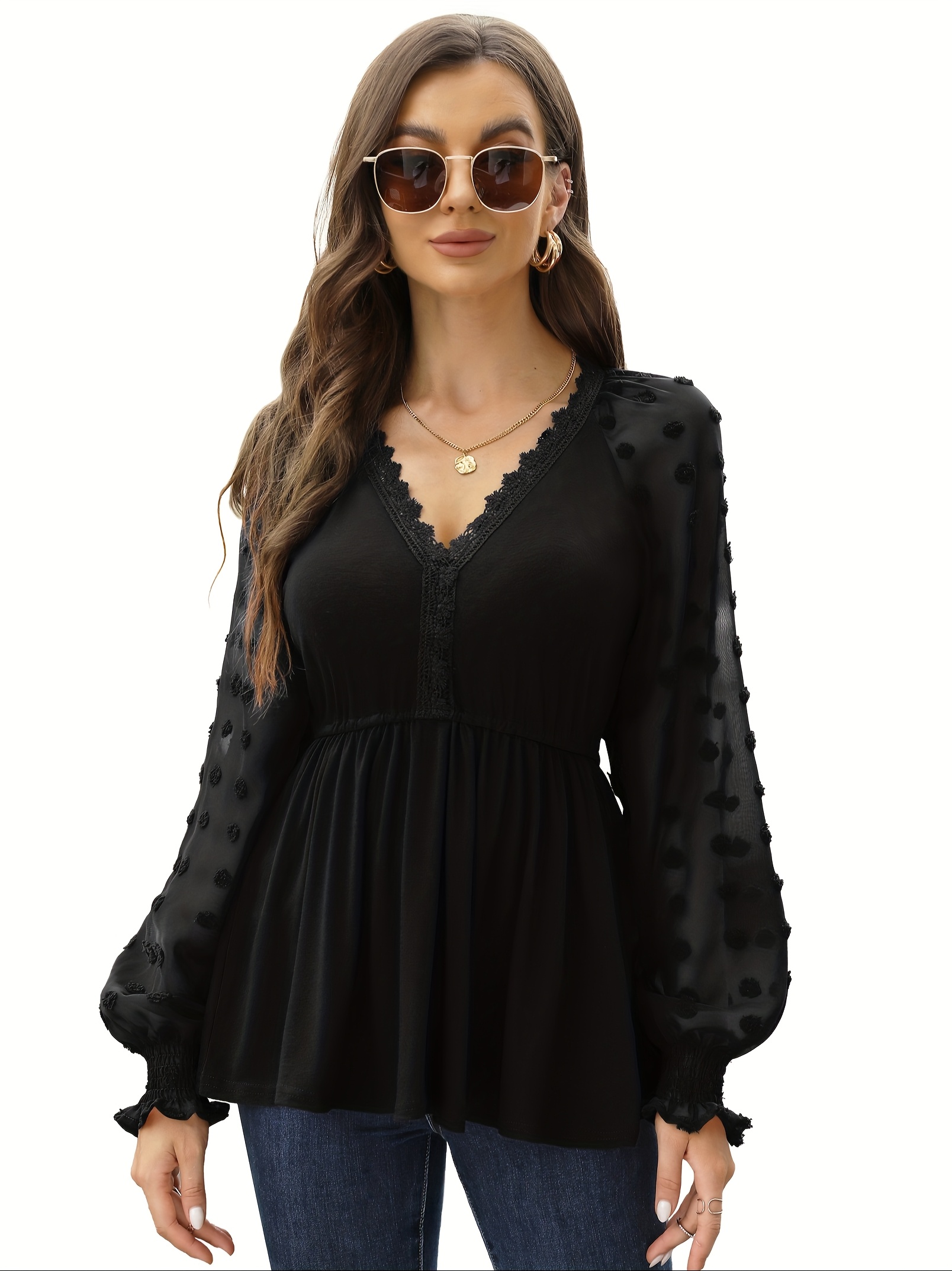 lace peplum top long sleeve