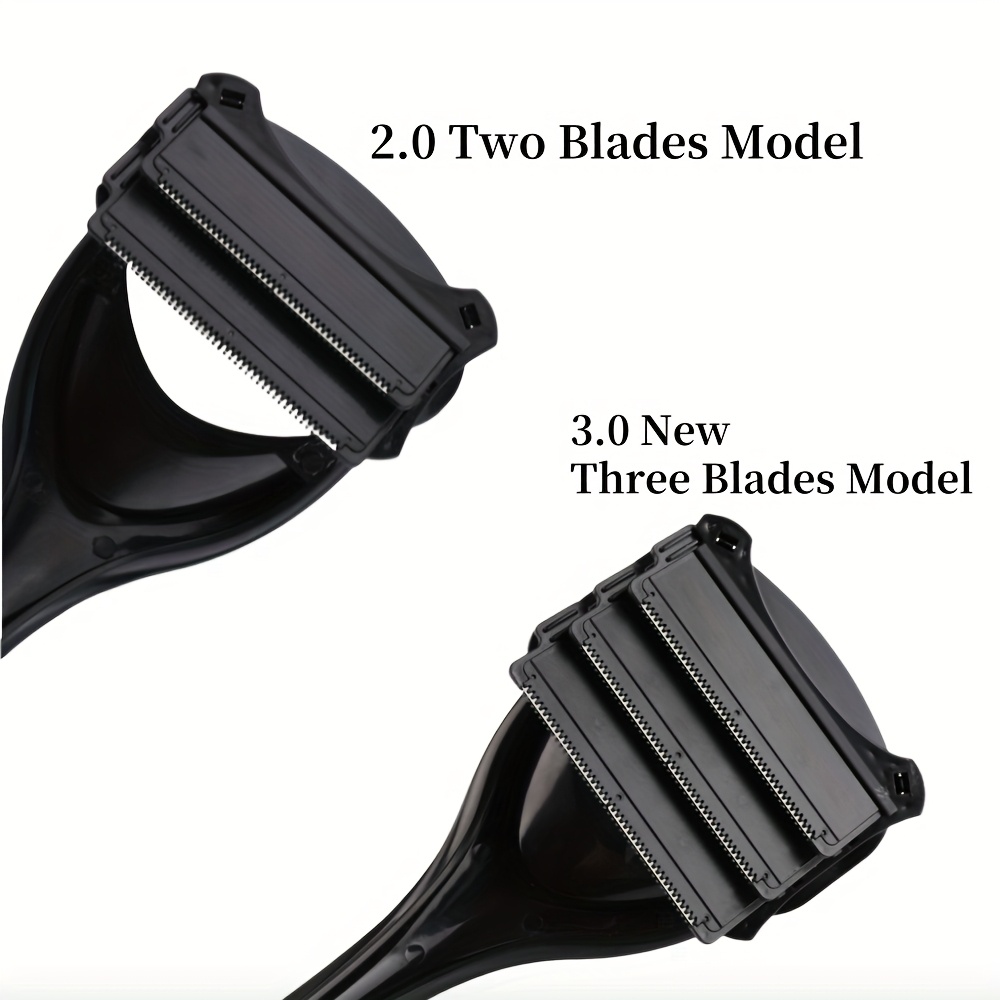 Long Handle Manual Shaver Wet & Dry Use Back and Full Body Hair Removal Foldable Portable with 1 Handle + 2 Blades