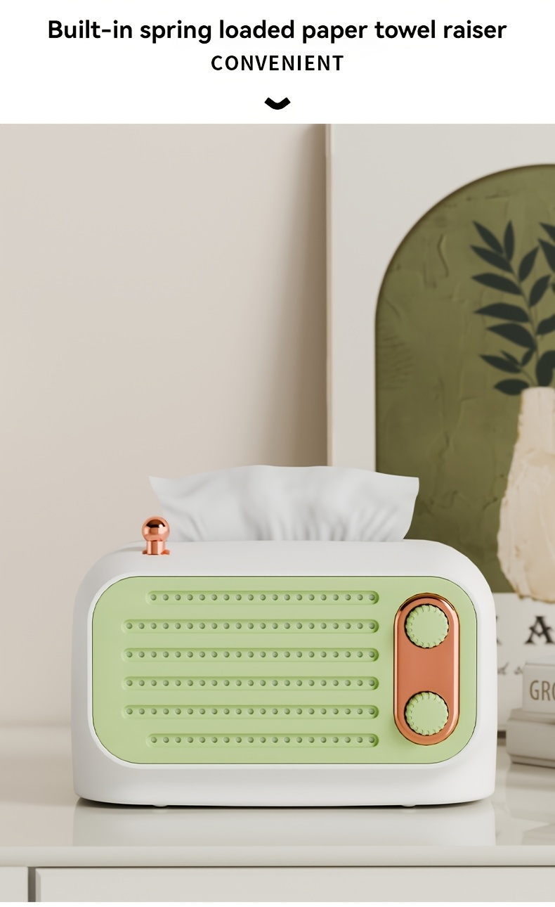 spring loaded desktop tissue box holder square plastic tissue storage for bedroom and living room Product details 4