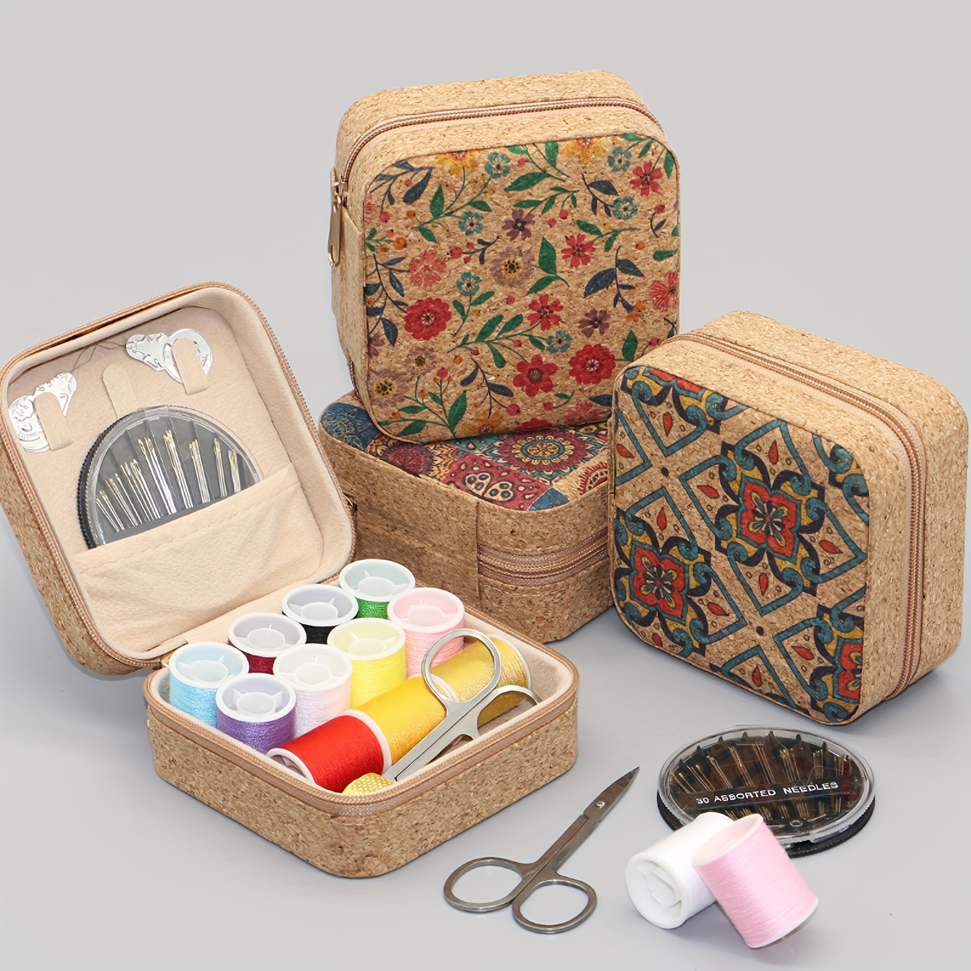 

Retro Zipper Sewing Box Diy Travel Student Dormitory Convenient Sewing Kit 1 Set