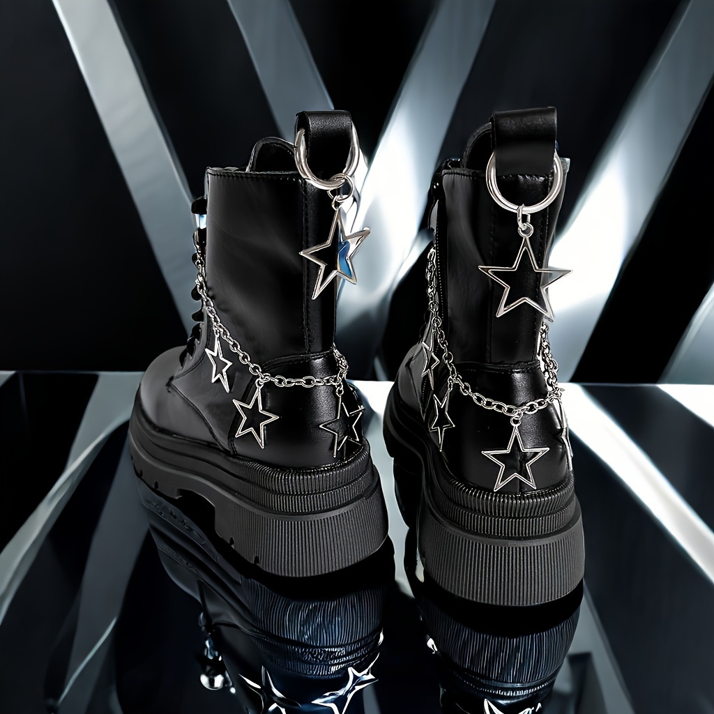 

4pcs Y2k Fashion Alloy Hollow Star Shoe Charms, Punk Style Chain-shoe Pendants, Multifunctional For Boots And Shoes, Gift For Women