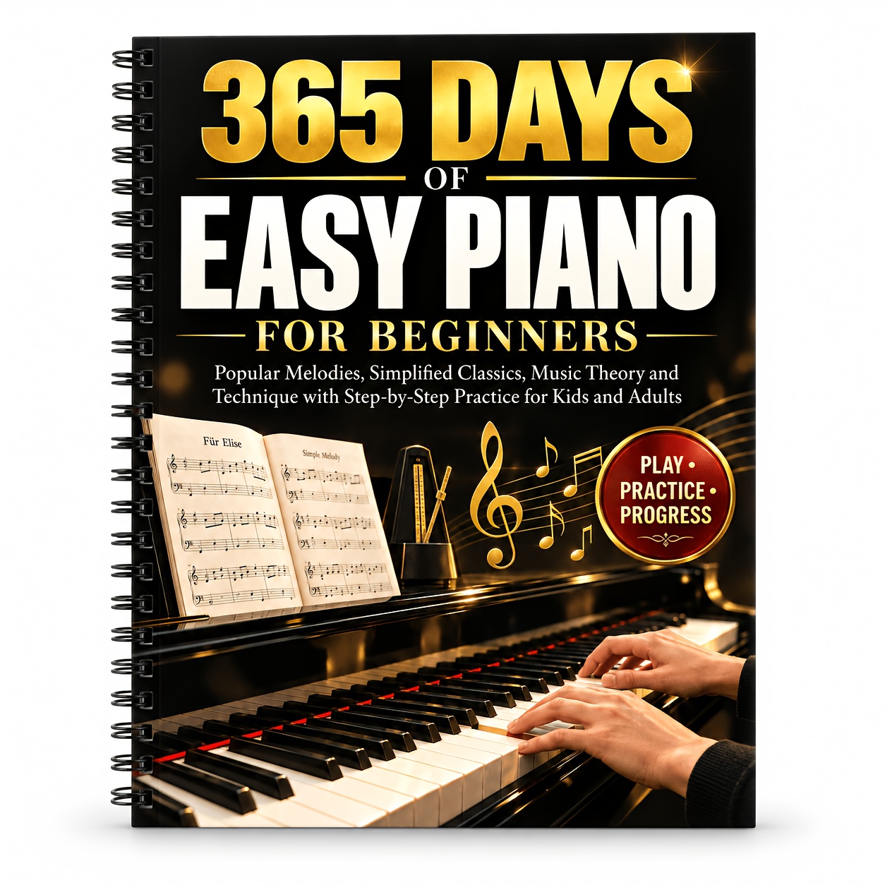 TEMU 365 Days Of Easy Piano For Beginners:step-by-step Piano Lesson & Sheet Music Book For Kids And Adults | Popular Melodies, Simplified Classics,