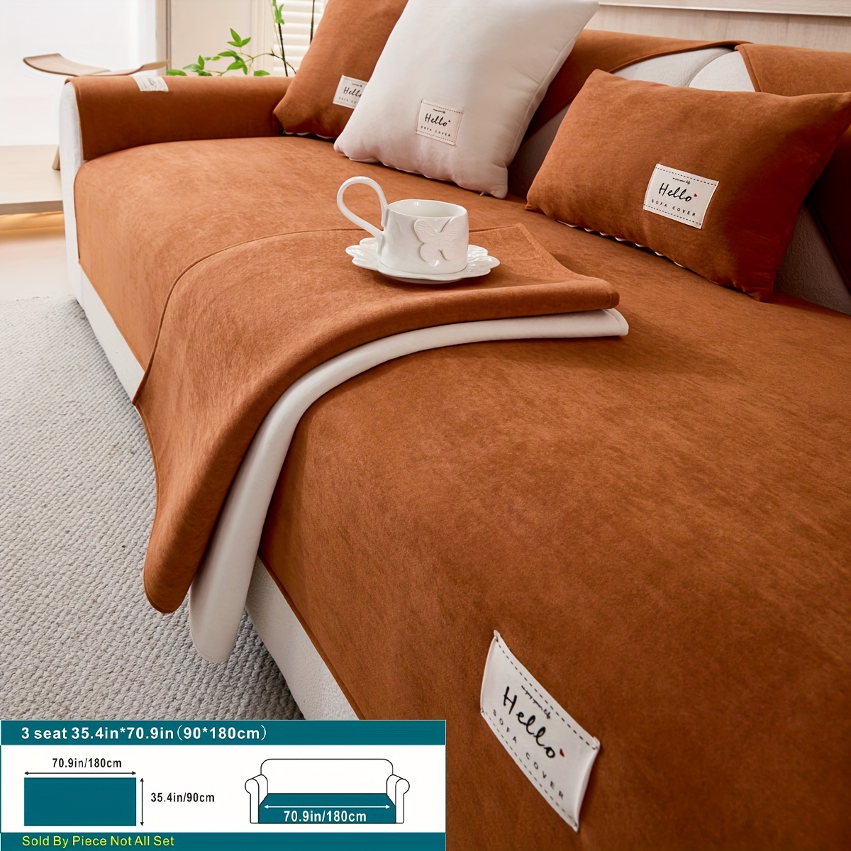 TEMU 1pc Of High-end Sofa Cushion, Suitable For , Non-slip Sofa Cover, Luxurious Style, Autumn And Winter Version (cloud Velvet)
