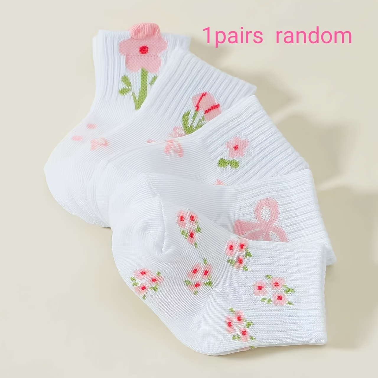 1 Pair (random Color)/5 Pairs Spring Autumn Baby Socks With Floral, , Cute Soft Warm Mid-calf Socks, Suitable For Children's Birthday, Holiday Gift, Daily Wear