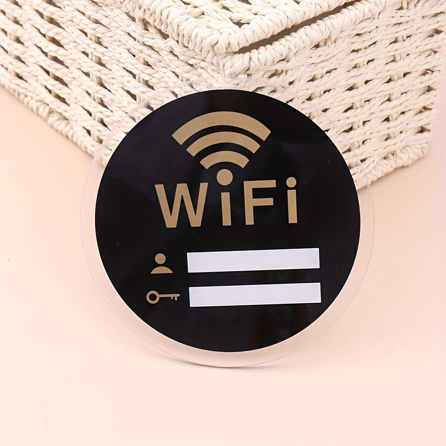 TEMU 1pc Black Acrylic Wifi Indicator Sign, Creative Multi-functional Home Wifi Password Prompt Display Sign Wall Decal Identification Sign