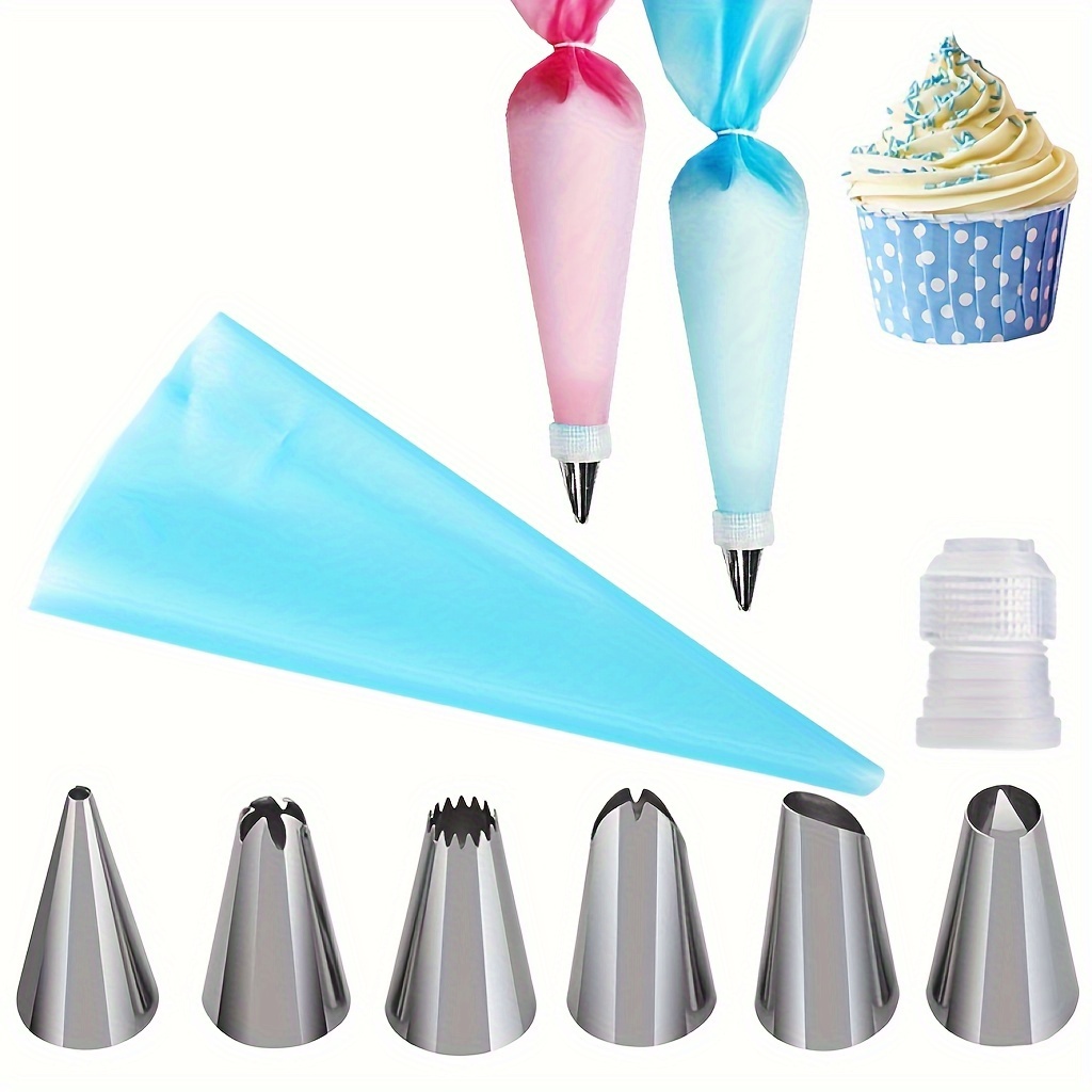 

1 Set Cake Decorating Set, Stainless Steel Icing Nozzles, Cream Cake Piping Tips And Reusable Pastry Bags, For Dessert Biscuit Cup Cake, Kitchen Accessories, Baking Tools, Diy Cake Decorating Supplies