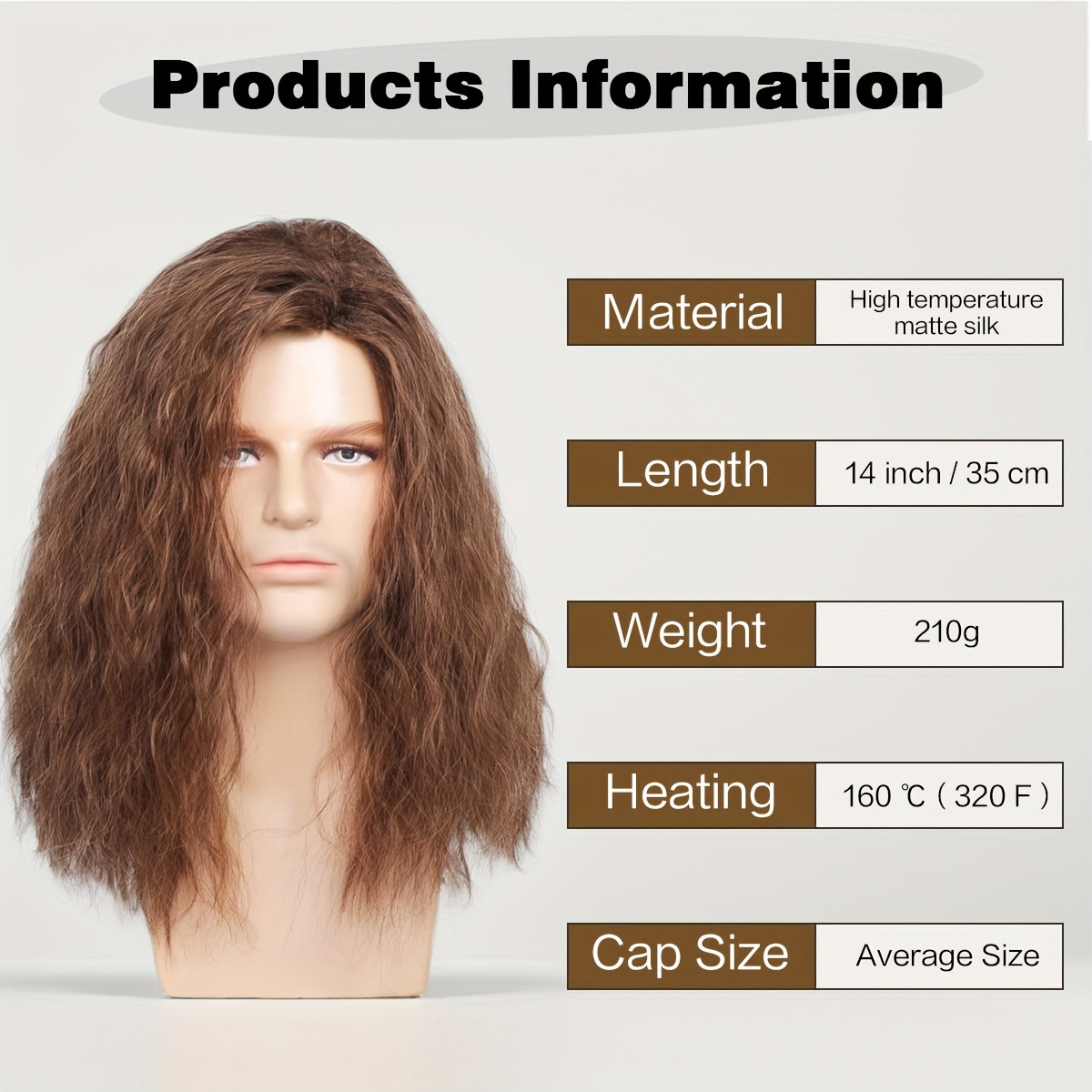 Short Curly Wave Wig for Men Brown Color Synthetic Hair for Male Daily Cosplay Costume Wig Side Part High Temperature Fiber