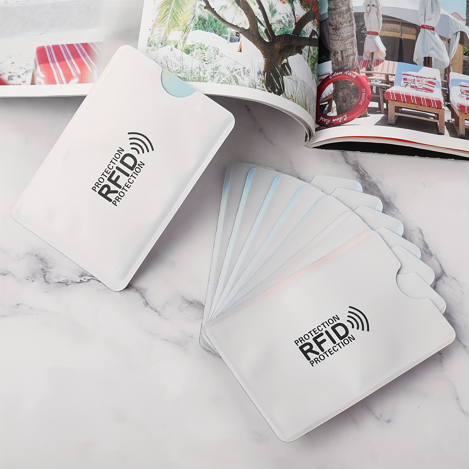 RFID Anti-Demagnetization ID Card And Bank Card Holder, Anti-Scanning And Anti-Slip Aluminum Foil Card Holder, NFC Shielding Card Holder, Desk & Drawer Organizer for Home Storage