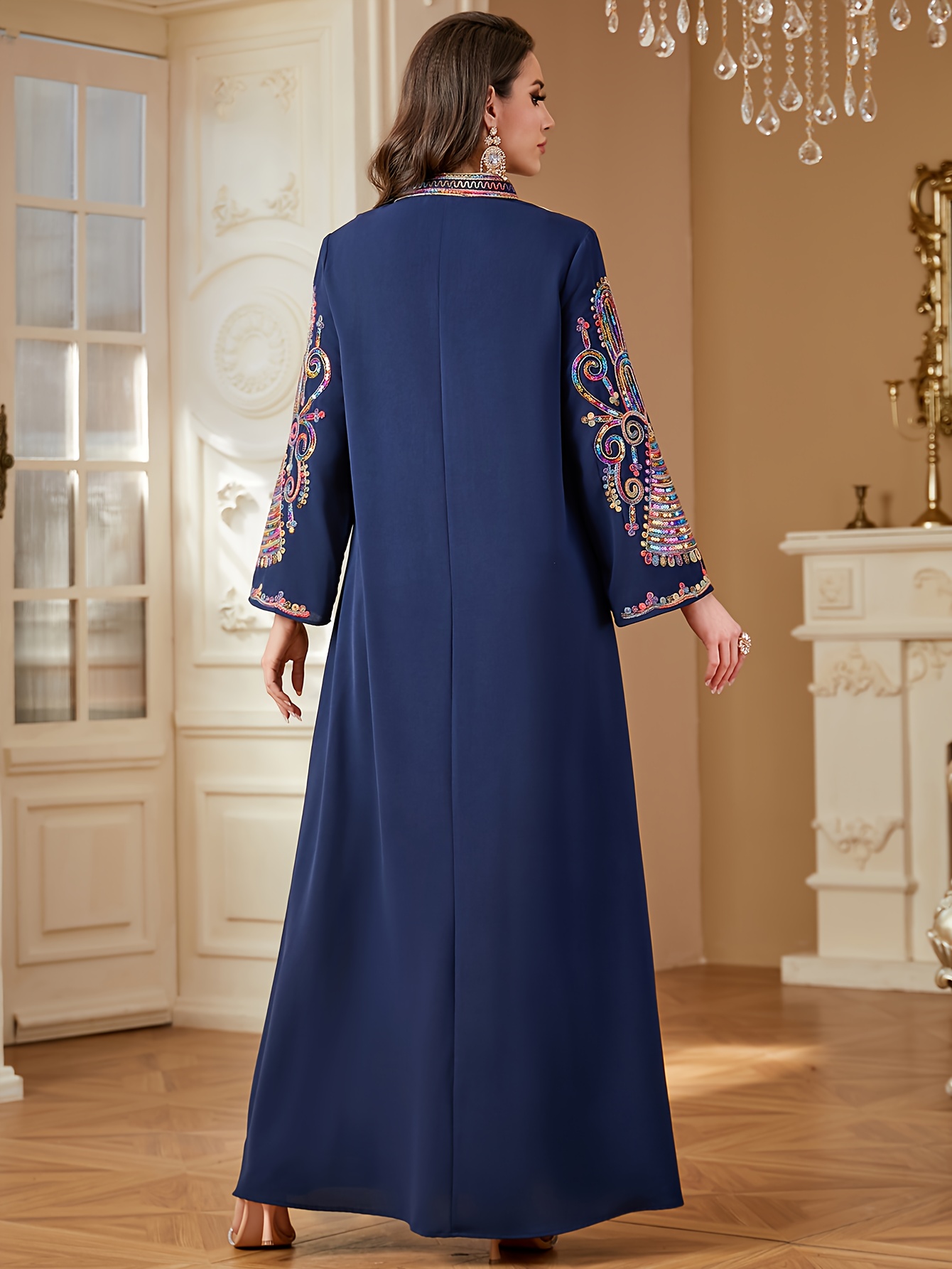 ladies middle eastern elegant luxury embroidered arabic - Temu Oman