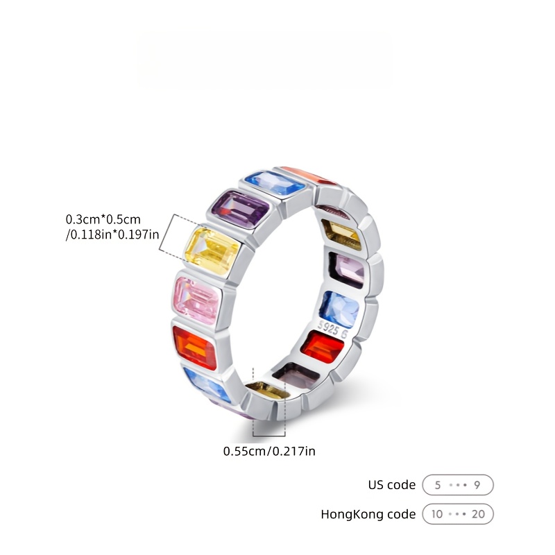 S925 Sterling Silver Stacking Colorful Zirconia Ring