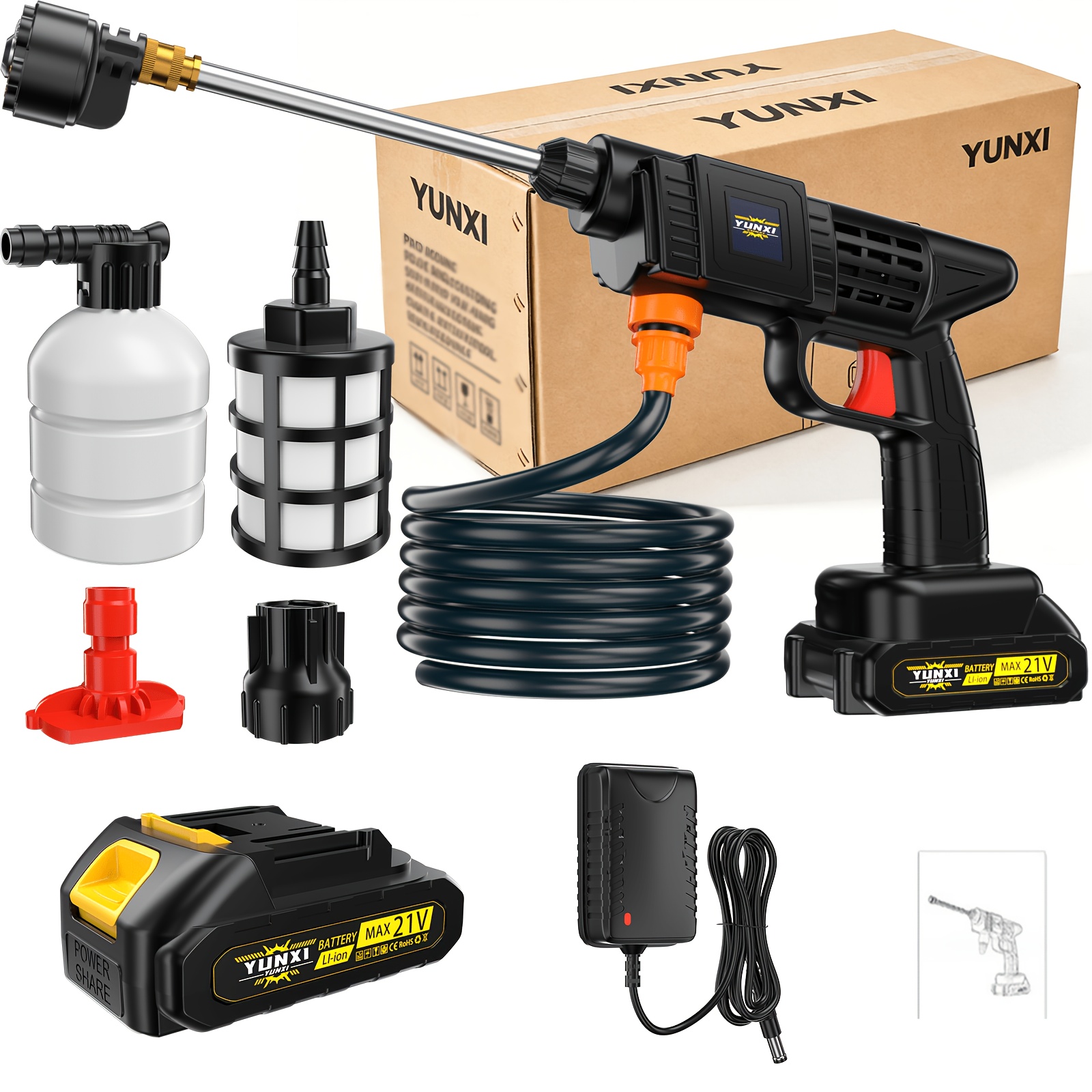 TEMU 2026 New Portable Household Lithium-ion High-pressure Water Gun, High-pressure Cleaning Machine, Ergonomically Designed Grip, Suitable For