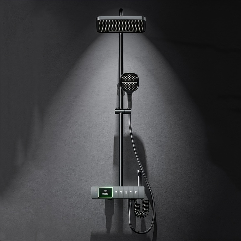 A Piano Key Digital Display Shower Set, Five-speed Water Outlet Mode, Built-in Ambient Light, Power Generation, All-copper Main Body, Oversized Display Screen, Lowest On The Whole Network