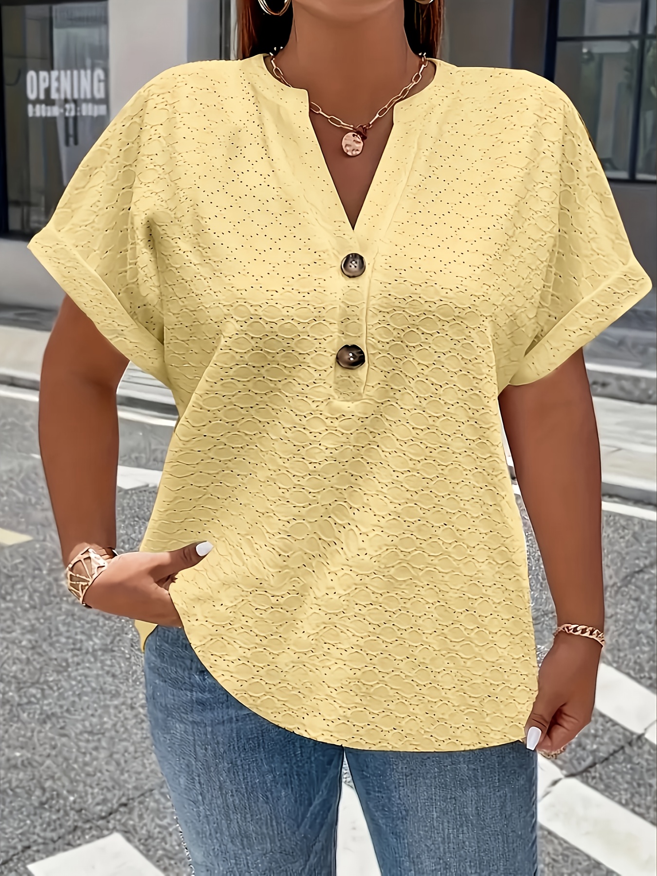 Women's Elegant Middle Eastern-Inspired Black Button-Front T-Shirt - Stand-Up Collar Short Sleeve Top, Machine Washable Spring/Summer Casual & Formal Wear, Ladies T Shirts, Versatile Top, Sophisticated Style, Durable Material, Fashion Top, Summer Wardrobe, Everyday Top, Buttonfront Top, Lightweight Top, Stylish Blouse, Fashionconscious Women