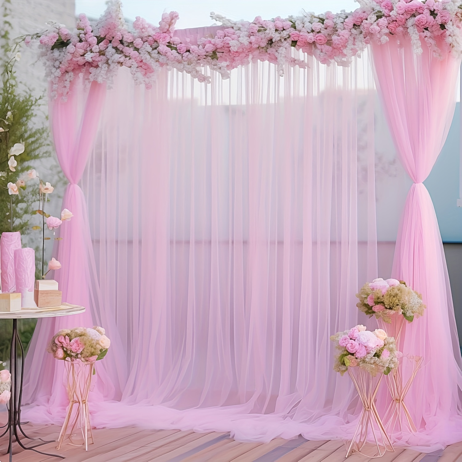 

2- Rod Curtains - Tulle For Ceremonies, Parties