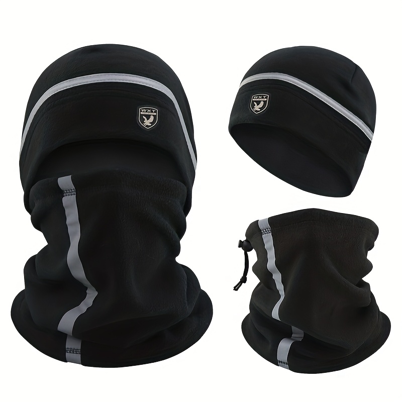 Image of Winter Thermal & Neck Warmer - Windproof Cold Weather Mask With Detachable Face Cover, Ear For Skiing, Snowboarding, Outdoor Sports - Adjustable Beanie & Neck Gaiter (fits Face/)