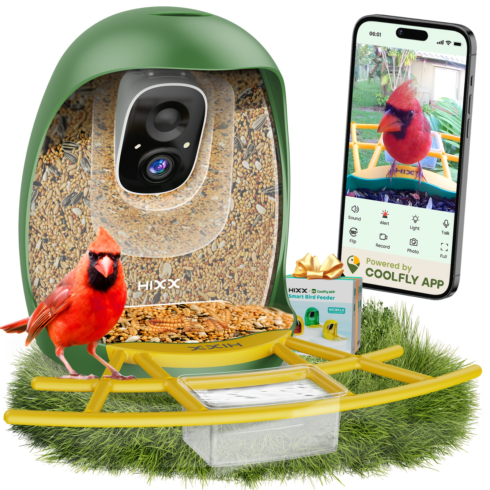     feeder with camera ai identify birds auto capture 2k   camera birdwatching with color   for bird lovers gifts