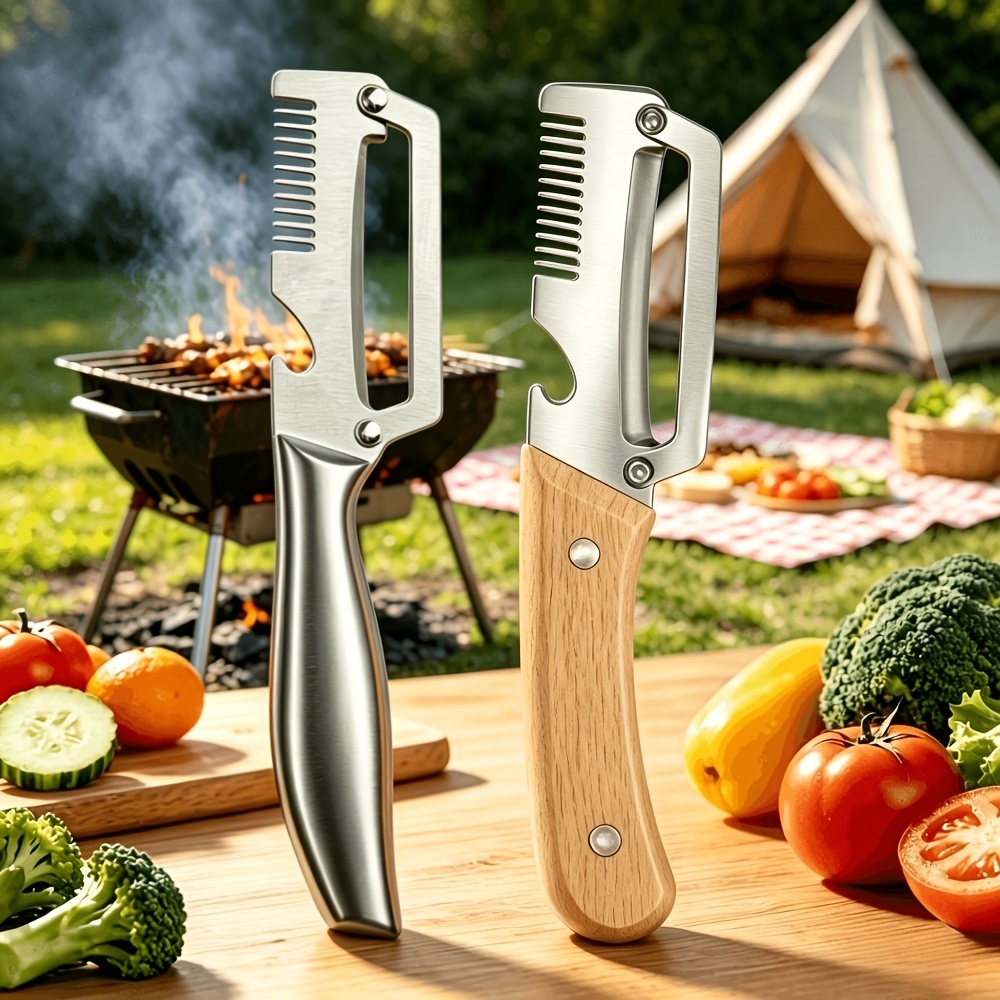2pcs New Shaving Function Scallion Peeler, Outdoor Camping Bbq Meat Preparation Tool, Outdoor Kitchenware, Camping And Hiking Supplies, Practical Outdoor Leisure Kitchenware