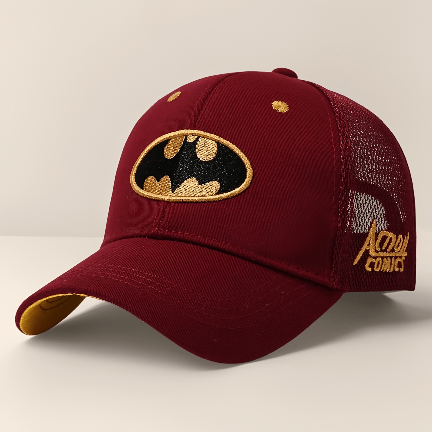 TEMU Batman Embroidered Pattern, New Stylish Unisex Hat, Breathable Mesh Fabric, Men's And Women's Sports And Leisure Cap