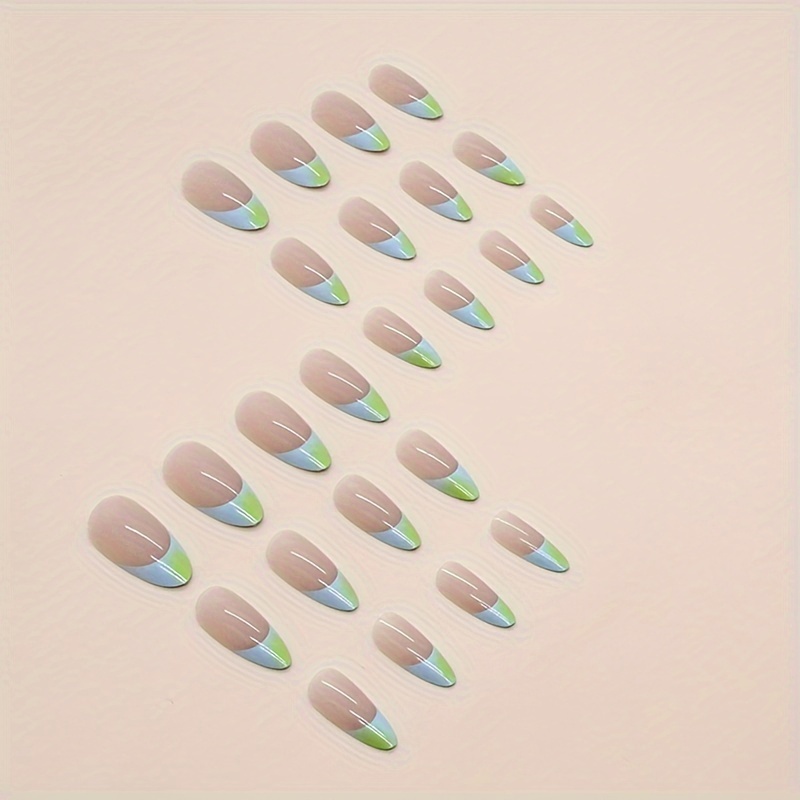 French Fresh Mixed Color Almond Shaped Middle Length Nail - Temu South ...