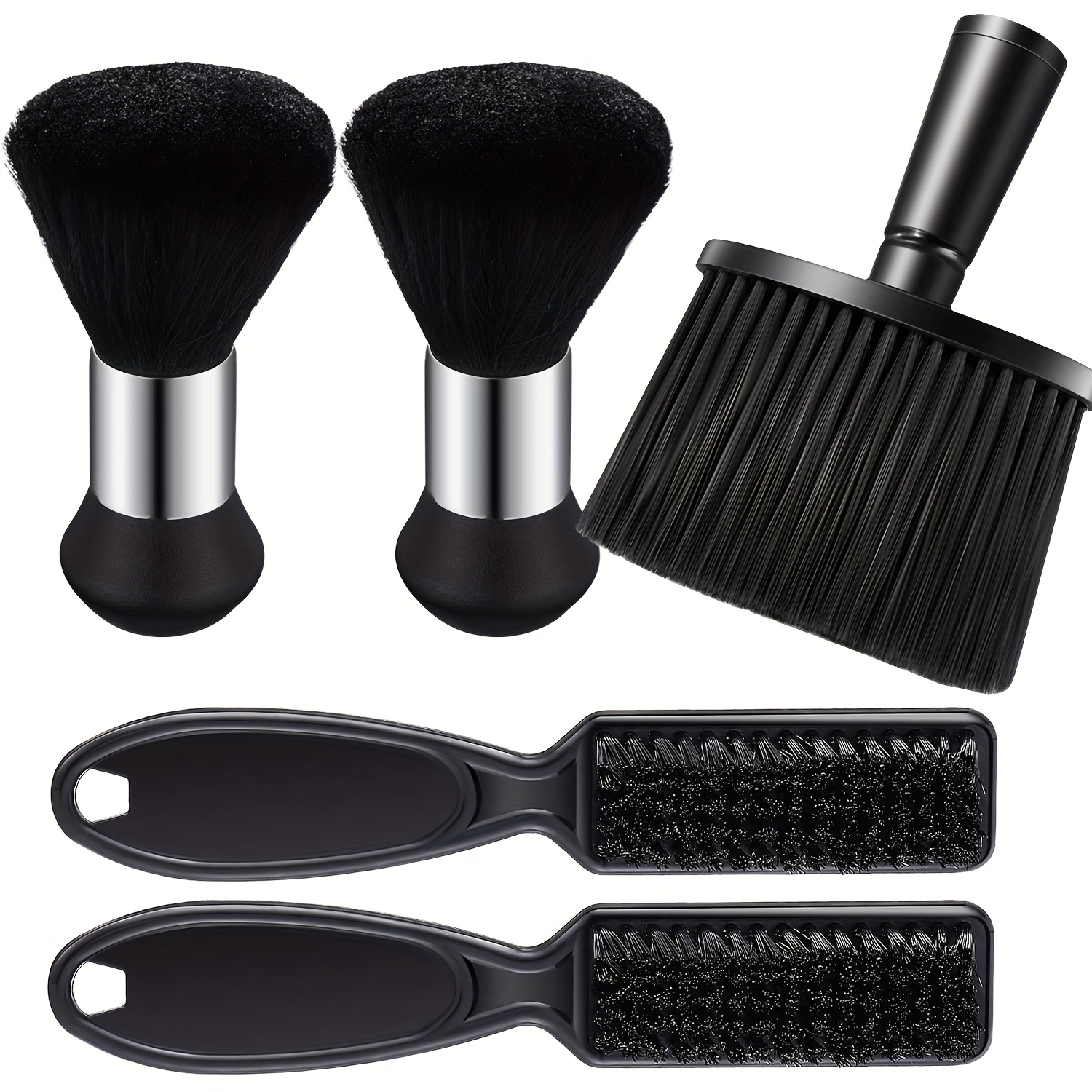 Image of Set Of 5 Barber Neck Duster Brushes, Essential Cleaning Tools For Professional Barbers, Nylon Brush For Hair Cutting And Styling