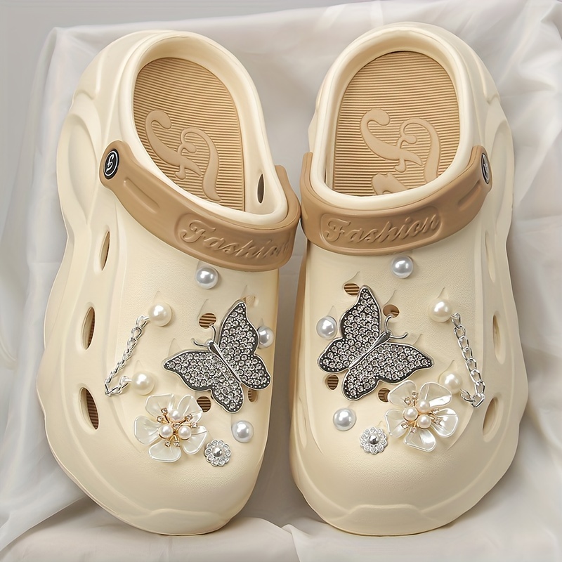 Casual Women's Mules Clogs with Accessories Lightweight EVA Summer  Slip-on Shoes, Closed Toe Flat Heel, Solid Color