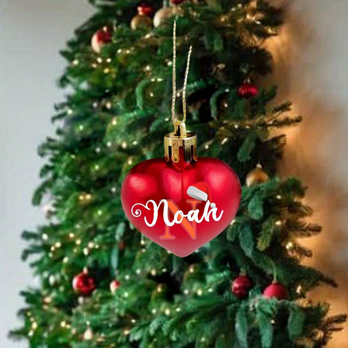 TEMU Custom 1 Personalized Christmas Ornament, Christmas Tree Hanging Ornament, Christmas Ball Decoration, Holiday Decoration, Heart-shaped Ball, Lt