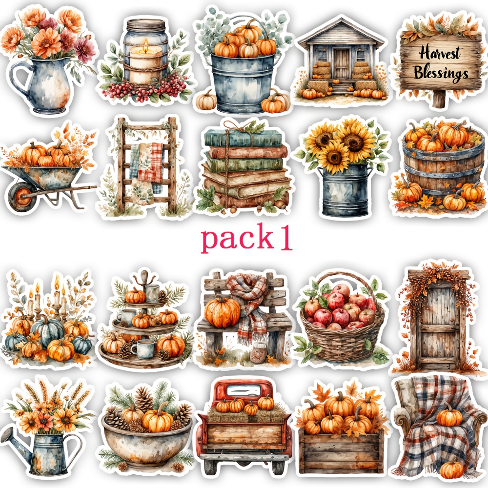 TEMU A Set Of Autumn-themed Farmhouse Stickers For Scrapbooking, Including Decorative Elements For Diaries, Albums, And Card Making