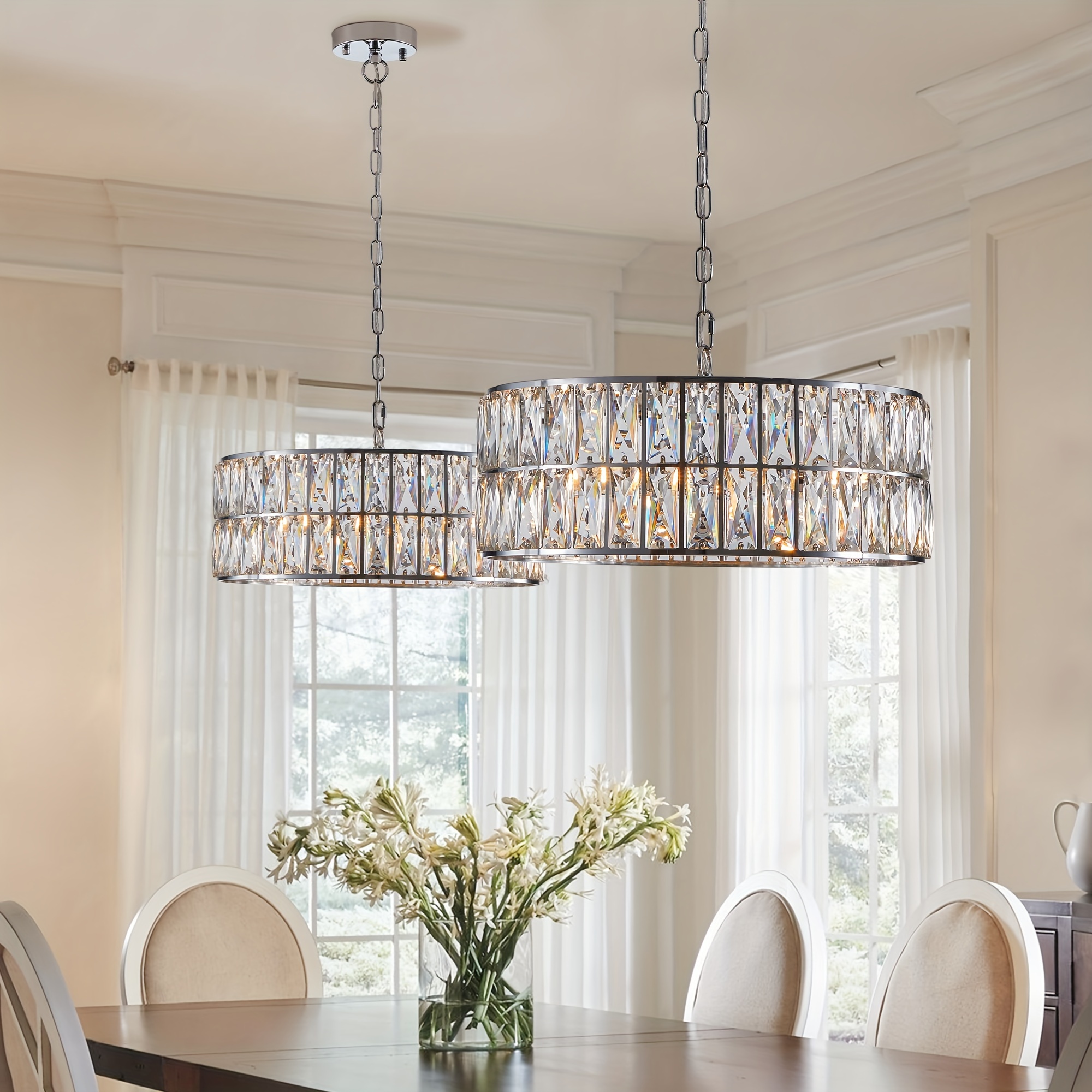 chrome crystal chandelier lights crystal pendant light Temu