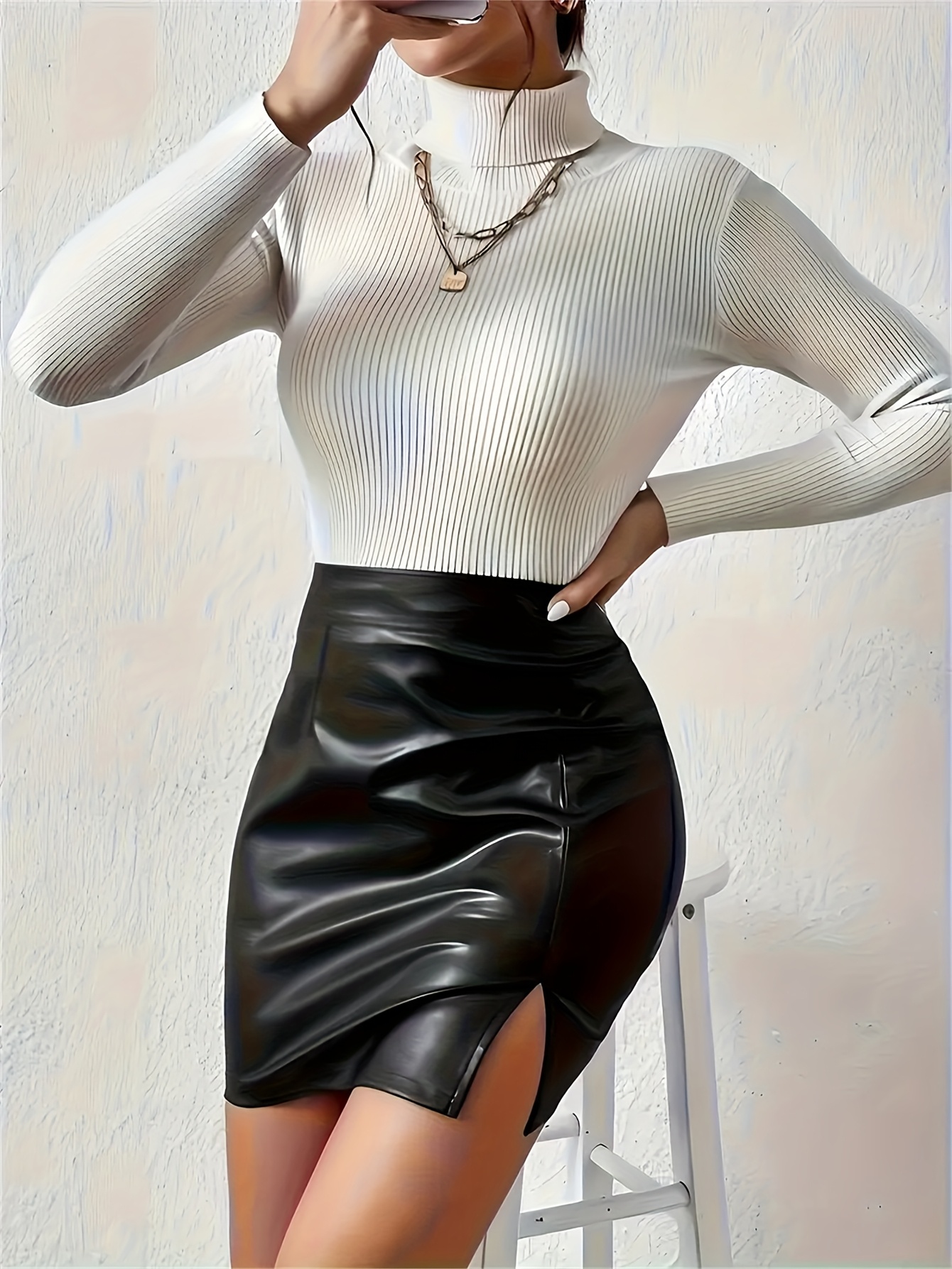 Falda Jersey Moda Conjunto De Jersey Y Falda Coco Acqua Invierno