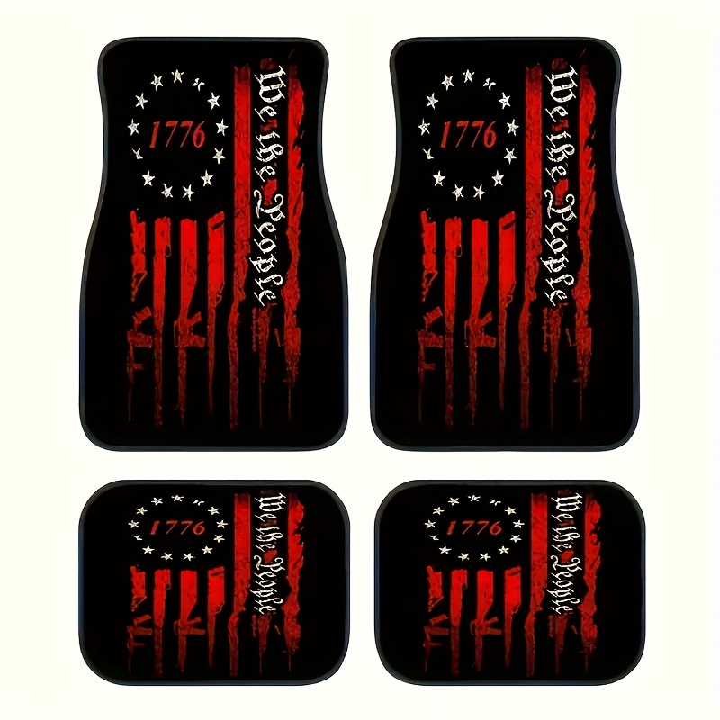 TEMU Suitable For All Car Models, 4pcs Set Of 1776 Patriotic Pattern Car Carpet, Four-season Vehicle Carpet, With Anti-slip Base, Easy To Clean Car Interior Accessories