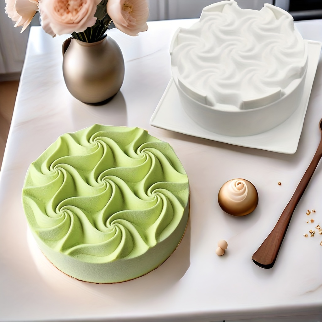 

1pc, Silicone Cake Mold With Center Water Ripple Pattern, Mousse Cake Mold, Cream Flower Mousse Mold, Baked Diy Chocolate Cheese Ice Cream Mold, Baking Tools