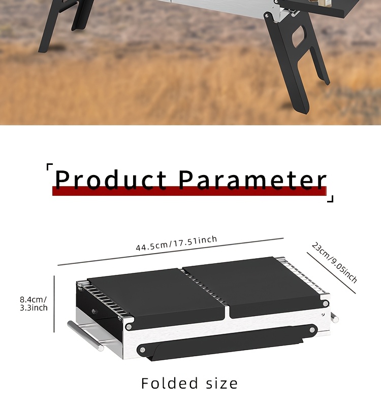 This Portable Charcoal Barbecue Grill Features a Convenient Retractable Design for Easy Transport. It Measures 17.51 Inches by 9 Inches When Stored And Expands to 28.34 Inches by 9 Inches When Set Up, Stretching to 40.74 Inches by 9.05 Inches. It Comes with Barbecue Tools And Makes a Great Gift for Men.