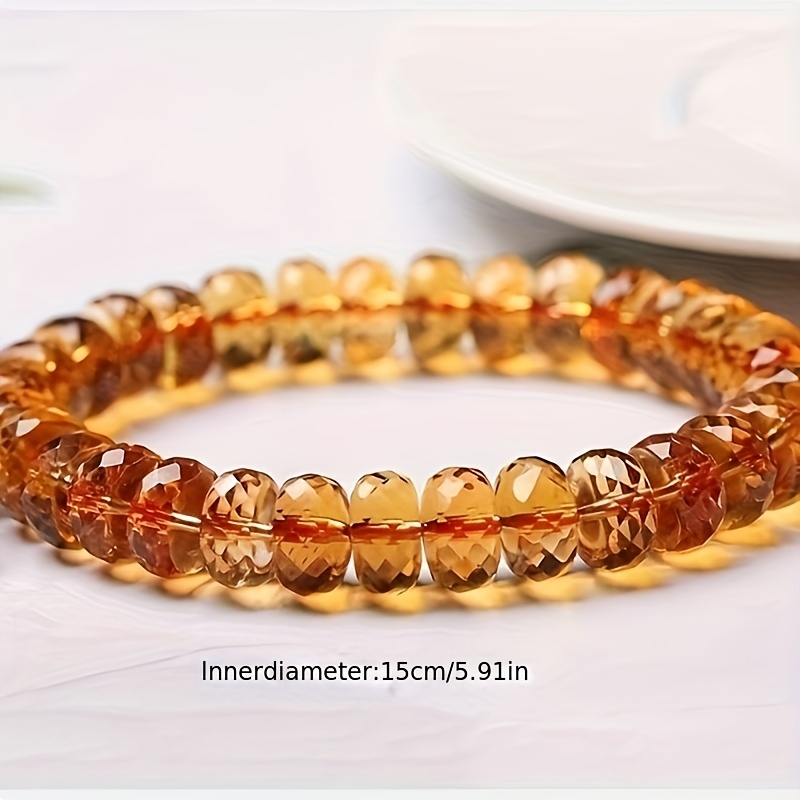 Natural Yellow Crystal Faceted Bead Bracelet, Wealth Attraction Gift